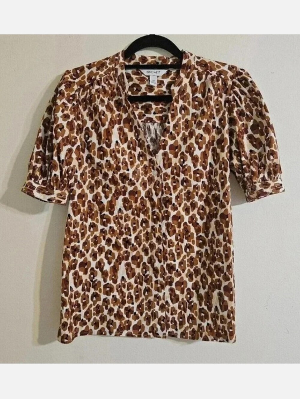 Nine West Puff Sleeve Cheetah Blouse